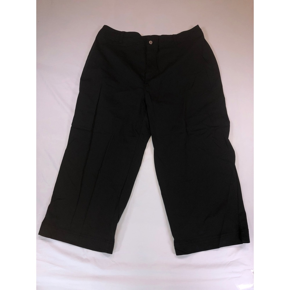 French Laundry Woman Black Cropped Wide Leg Pants Plus Size 1X Stretch Cotton